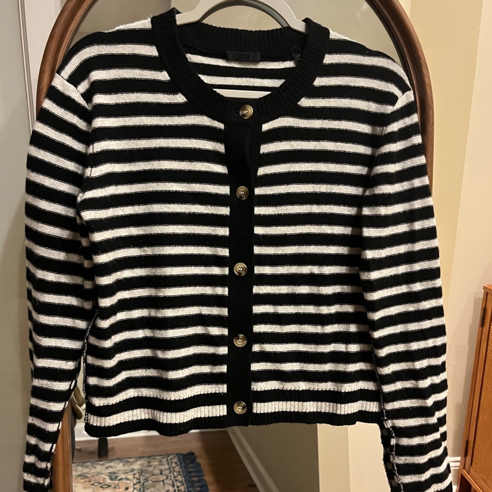 Black and White Striped Women's Sweater